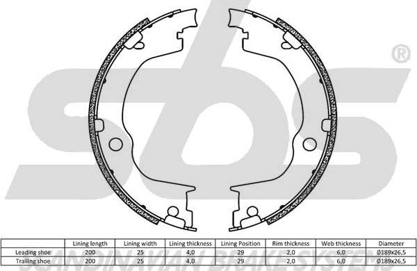 SBS 18492736822 - Комплект гальм, ручник, парковка autocars.com.ua