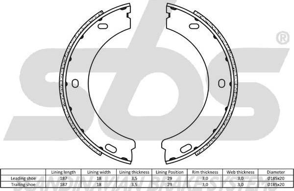 SBS 18492737522 - Комплект гальм, ручник, парковка autocars.com.ua