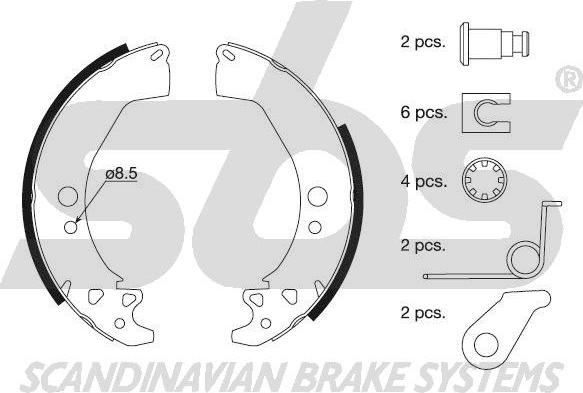 SBS 18492737649 - Комплект гальм, барабанний механізм autocars.com.ua