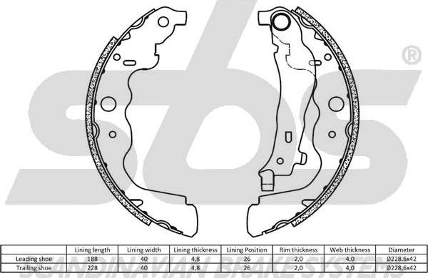 SBS 1849.2739787 - Комплект гальм, барабанний механізм autocars.com.ua