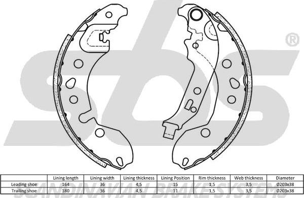 SBS 18492739853 - Комплект гальм, барабанний механізм autocars.com.ua