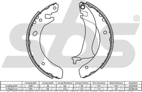 SBS 18492740634 - Комплект гальм, барабанний механізм autocars.com.ua