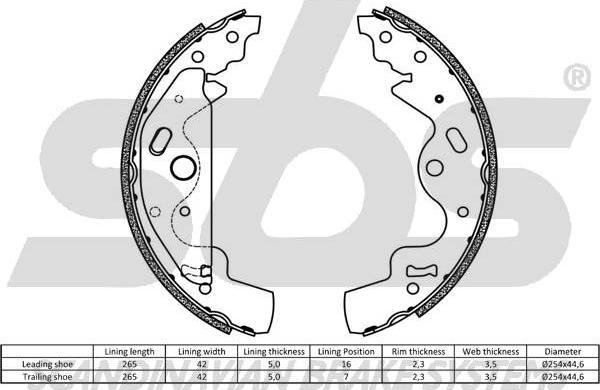 SBS 1849.2740699 - Комплект гальм, барабанний механізм autocars.com.ua