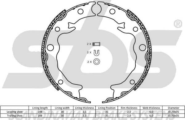 SBS 18492744835 - Комплект тормозов, ручник, парковка avtokuzovplus.com.ua