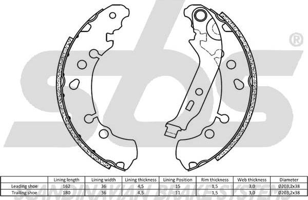 SBS 1849.2745781 - Комплект тормозных колодок, барабанные avtokuzovplus.com.ua