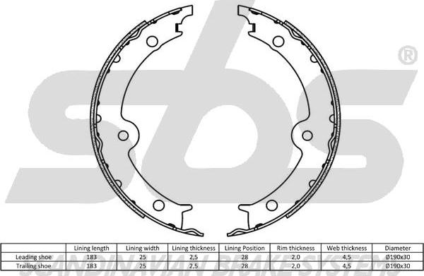 SBS 18492745860 - Комплект тормозов, ручник, парковка avtokuzovplus.com.ua