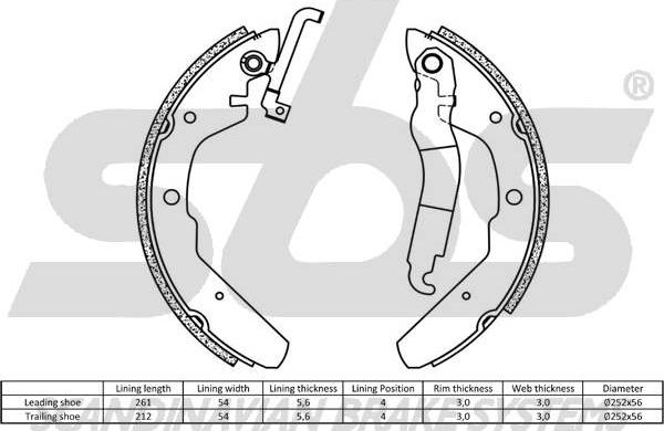 SBS 18492747370 - Комплект тормозных колодок, барабанные avtokuzovplus.com.ua