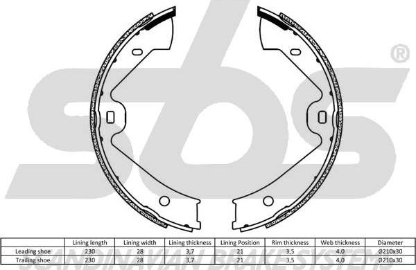 SBS 18492747829 - Комплект тормозов, ручник, парковка avtokuzovplus.com.ua