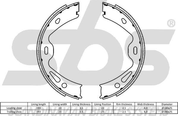 SBS 18492747866 - Комплект гальм, ручник, парковка autocars.com.ua