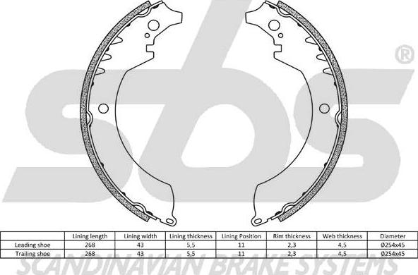 SBS 18492751419 - Комплект тормозных колодок, барабанные autodnr.net