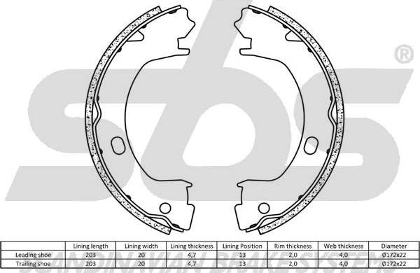 SBS 18492793827 - Комплект гальм, ручник, парковка autocars.com.ua