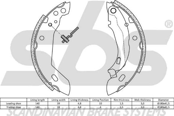 SBS 18492799389 - Комплект тормозных колодок, барабанные avtokuzovplus.com.ua