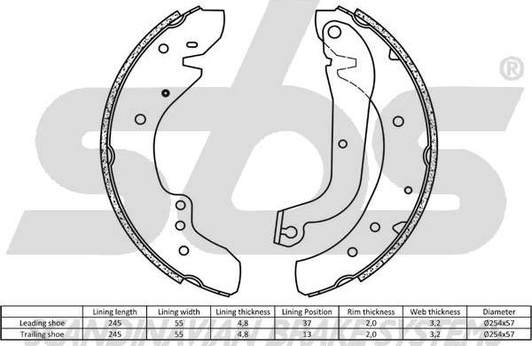 SBS 18492799577 - Комплект тормозных колодок, барабанные avtokuzovplus.com.ua