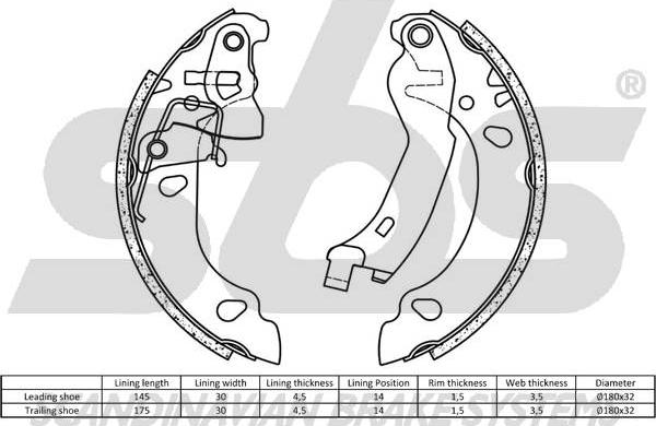 SBS 1850.2723696 - Комплект тормозных колодок, барабанные avtokuzovplus.com.ua