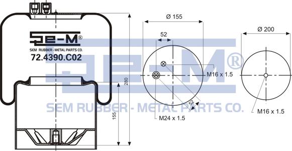 Sem Lastik 72.4390.C02 - Кожух пневматичної ресори autocars.com.ua