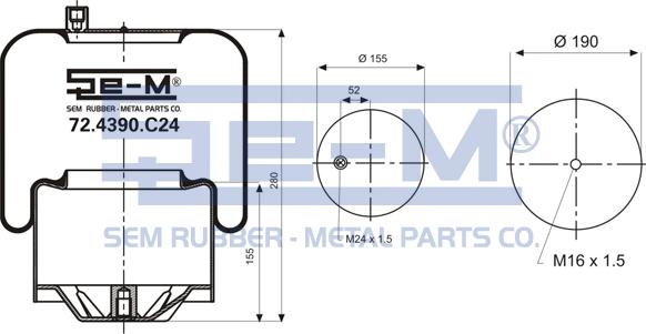 Sem Lastik 72.4390.C24 - Кожух пневматичної ресори autocars.com.ua