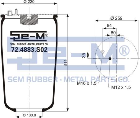 Sem Lastik 72.4883.S02 - Кожух пневматичної ресори autocars.com.ua