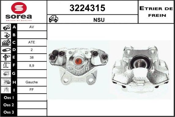 Sera 3224315 - Тормозной суппорт autodnr.net