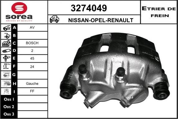 Sera 3274049 - Гальмівний супорт autocars.com.ua