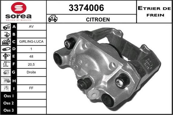 Sera 3374006 - Гальмівний супорт autocars.com.ua