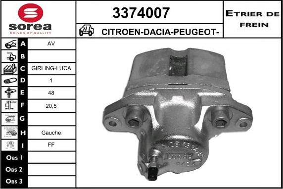 Sera 3374007 - Гальмівний супорт autocars.com.ua