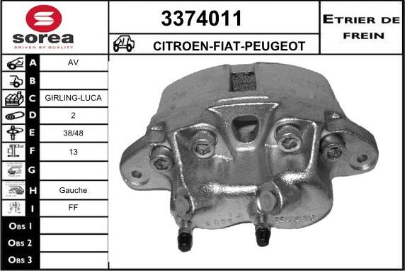 Sera 3374011 - Гальмівний супорт autocars.com.ua