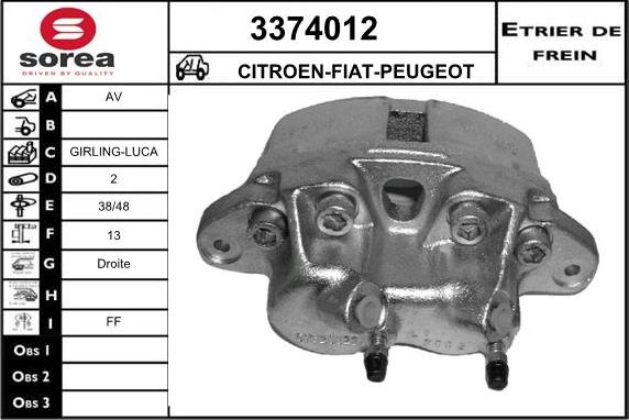 Sera 3374012 - Тормозной суппорт autodnr.net