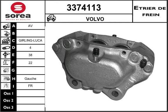 Sera 3374113 - Гальмівний супорт autocars.com.ua