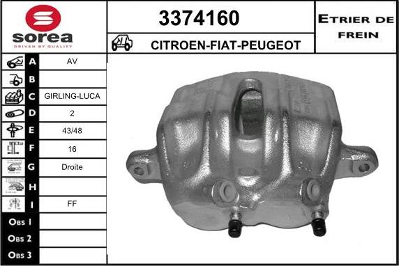 Sera 3374160 - Гальмівний супорт autocars.com.ua