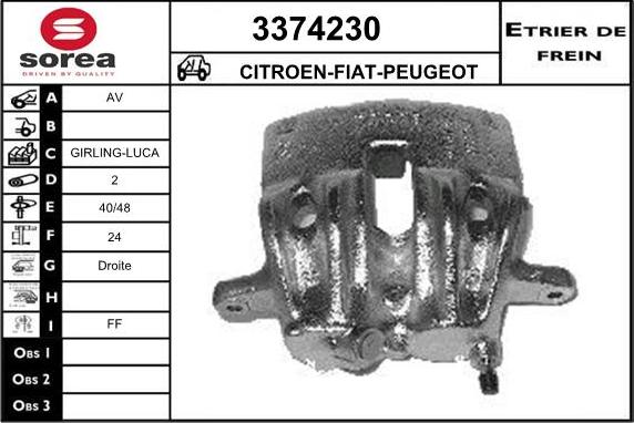 Sera 3374230 - Гальмівний супорт autocars.com.ua