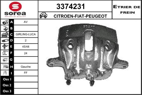 Sera 3374231 - Гальмівний супорт autocars.com.ua