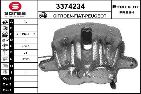 Sera 3374234 - Гальмівний супорт autocars.com.ua