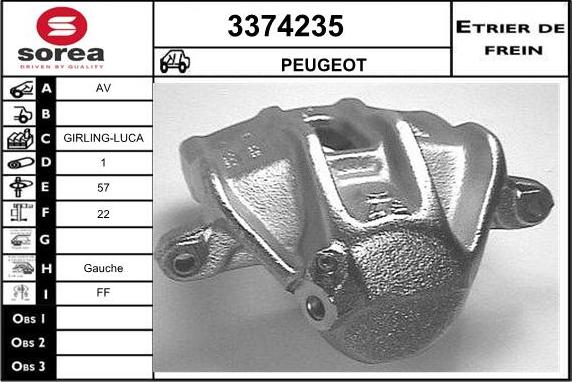 Sera 3374235 - Гальмівний супорт autocars.com.ua