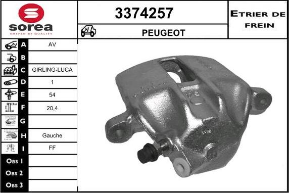 Sera 3374257 - Гальмівний супорт autocars.com.ua