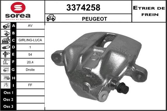 Sera 3374258 - Гальмівний супорт autocars.com.ua