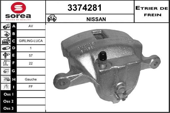 Sera 3374281 - Гальмівний супорт autocars.com.ua