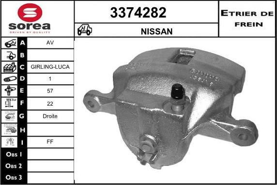 Sera 3374282 - Гальмівний супорт autocars.com.ua