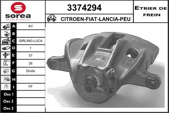 Sera 3374294 - Гальмівний супорт autocars.com.ua