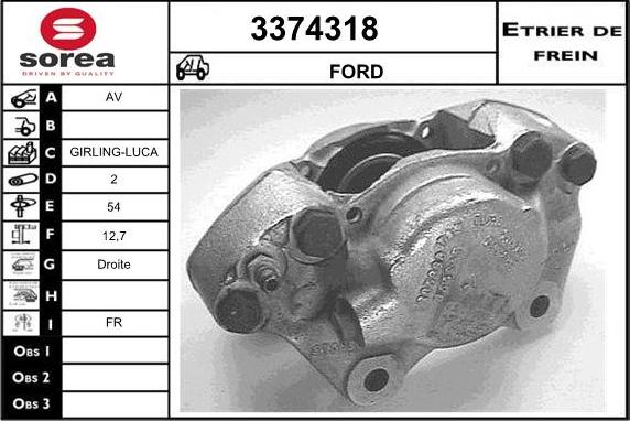 Sera 3374318 - Гальмівний супорт autocars.com.ua