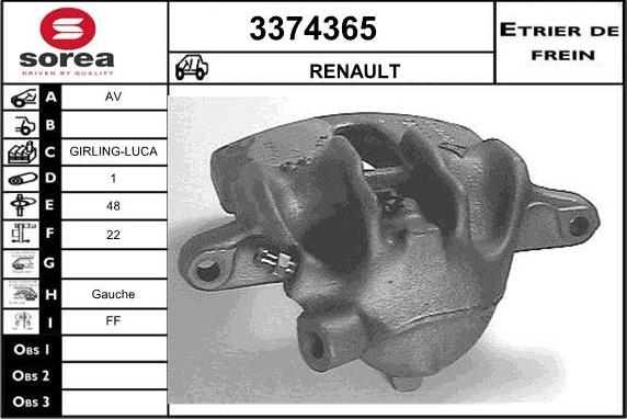 Sera 3374365 - Гальмівний супорт autocars.com.ua