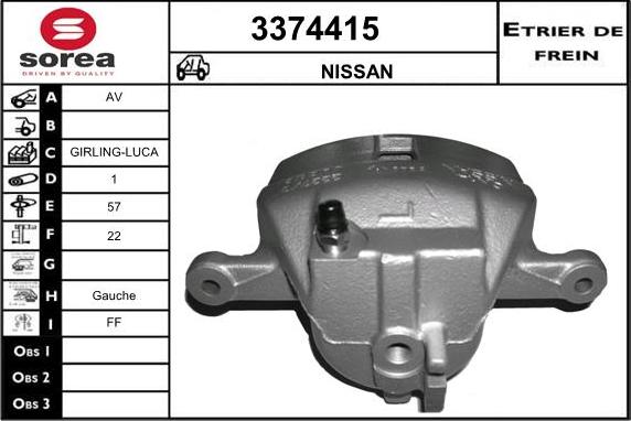 Sera 3374415 - Гальмівний супорт autocars.com.ua