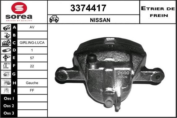 Sera 3374417 - Гальмівний супорт autocars.com.ua