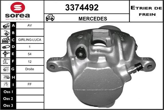 Sera 3374492 - Гальмівний супорт autocars.com.ua