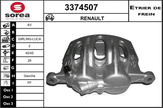 Sera 3374507 - Гальмівний супорт autocars.com.ua