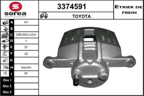 Sera 3374591 - Гальмівний супорт autocars.com.ua