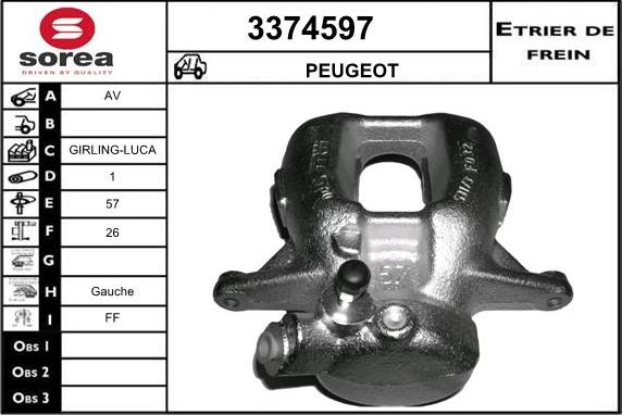 Sera 3374597 - Гальмівний супорт autocars.com.ua