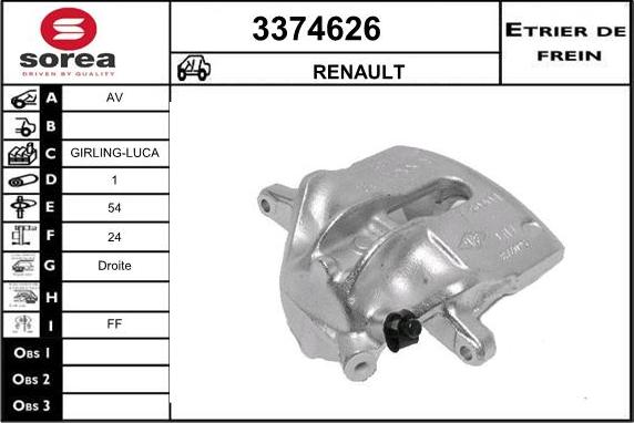 Sera 3374626 - Гальмівний супорт autocars.com.ua