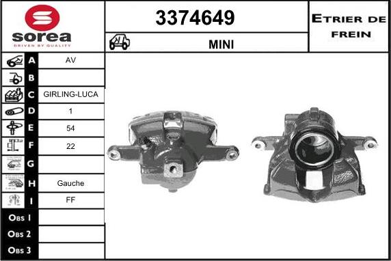 Sera 3374649 - Гальмівний супорт autocars.com.ua