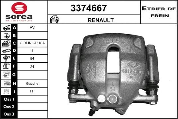 Sera 3374667 - Гальмівний супорт autocars.com.ua