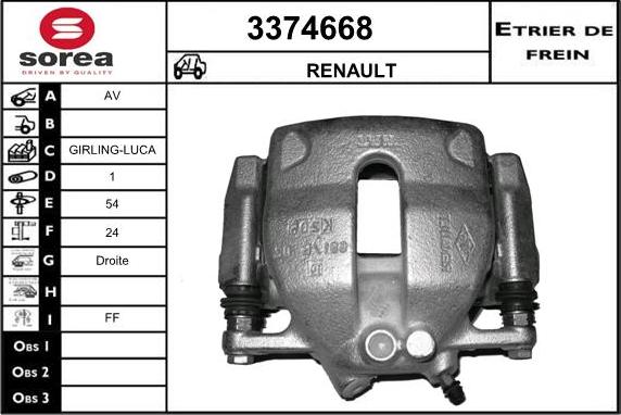 Sera 3374668 - Гальмівний супорт autocars.com.ua